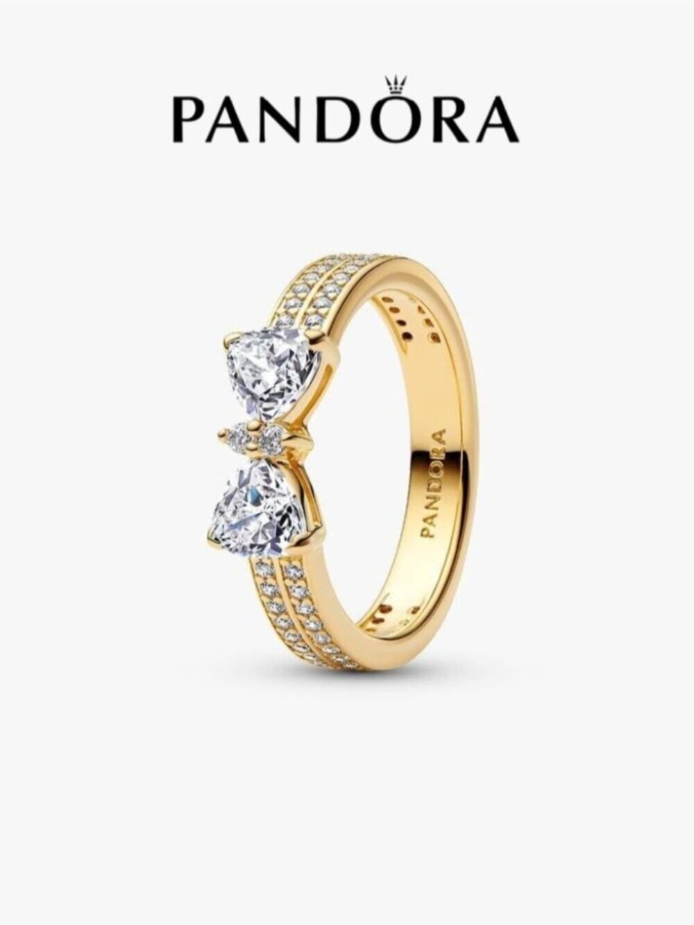 Pandora Sparkling Bow Double-row Ring